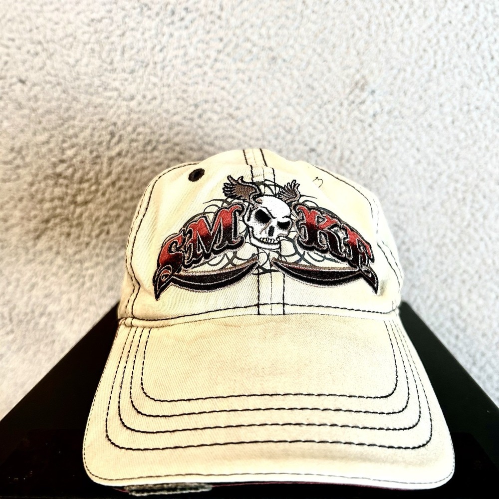 Vintage Y2K 2000 Smoke Skull And Wings Trucker Strap Hat Cap Unisex